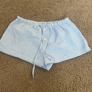 Blue and White Striped Shorts